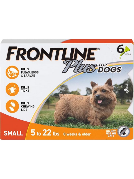 Frontline Plus for Small Dogs (5–22 lbs) – Flea & Tick Treatment | 3-Month Supply